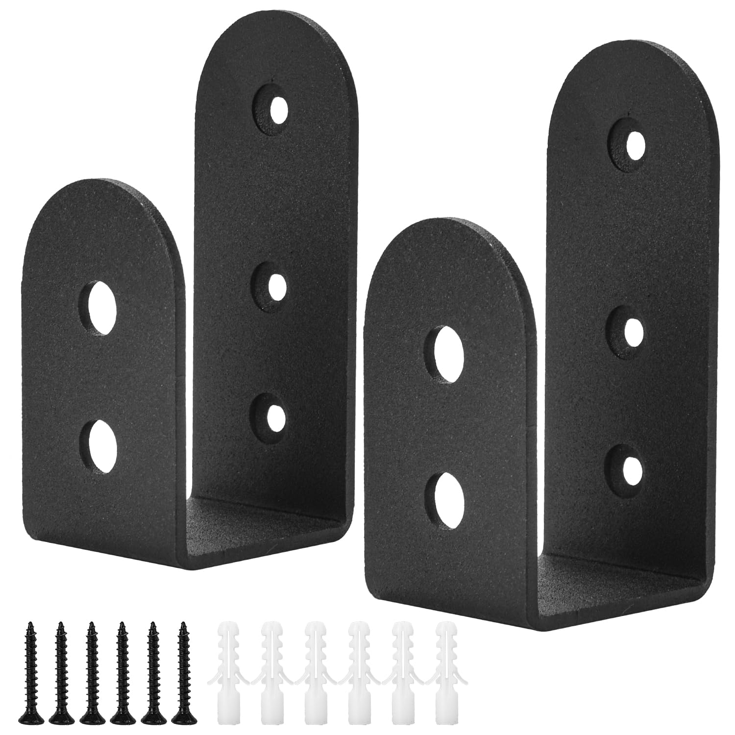 Btowin VCF Door Barricade Brackets, 2PCS Heavy Duty Door Metal Security Bracket for 2X4 Lumber,Drop Open Bar Holder U Bracket,White Door Lock Brackets for Home,Warehouse,Barn,Shed,Garage,Gate Door