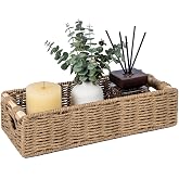 CubesLand Back of Toilet Storage Basket for Organizing W/Cut Out Handle | Handwoven Toilet Tank Top Paper Baskets, Wicker Dec