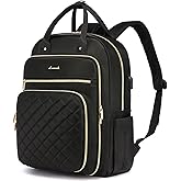 LOVEVOOK Laptop Backpack for Women, Water Resistant Travel Work Black Backpacks Purse Business Teacher Nurse Computer Bag with USB Charging Port, Fits 15.6" Laptop