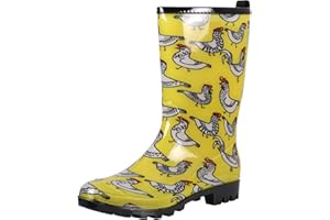Colorxy Women's Waterproof Garden Rain Boots - Colorful Floral Printed Mid-Calf Garden Shoe Classic Short Wellies Rainboots