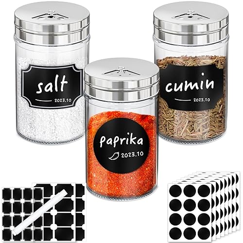 Segarty Spice Jars with Label, Pack 3oz Glass Spice Containers