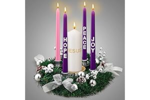 Ziliny Christmas Advent Wreath Candle Holder Pillar Wreaths Centerpiece Decor Advent Calendar Ring Candleholder Decoration Stand Gifts Church(Gold)