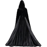 BuyBro Halloween Velvet Cloak Cape with Hood Medieval Costumes Hooded Cloaks