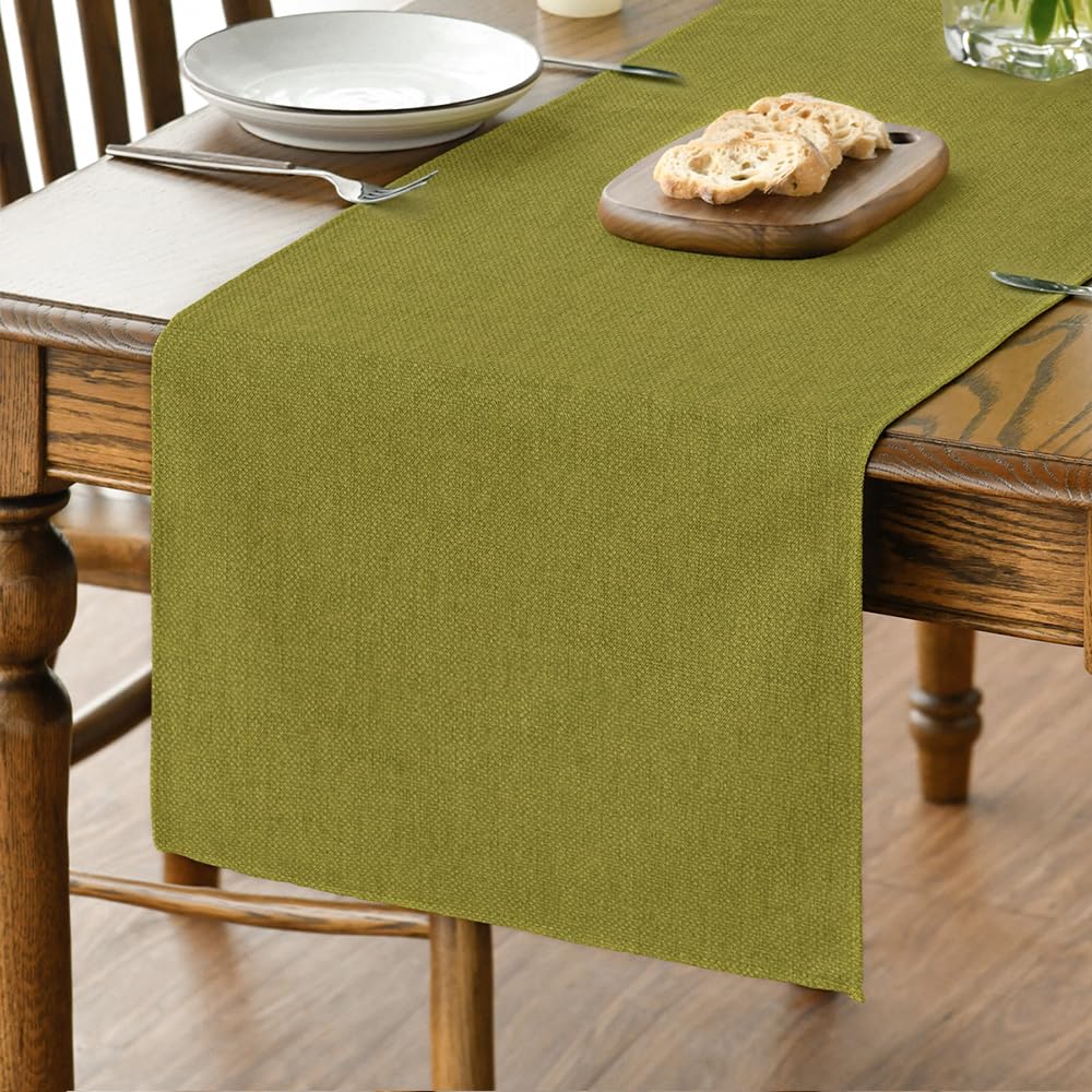 Artoid Mode Green Table Runner, Seasonal Fall Winter Machine Washable Kitchen Dining Table Decoration for Home Party Decor 40x180 cm