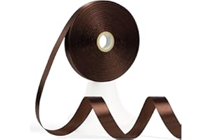 Apeseek 60 Yards Brown Ribbon 5/8 Inch, Solid Brown Satin Ribbon for Gift Wrapping, Crafts, Flower Bouquet, Wedding, Baby Shower, Festival, Christmas, Halloween