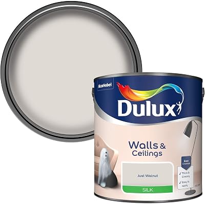 Dulux Silk Emulsion Paint Walls Ceilings Just Walnut 2.5L