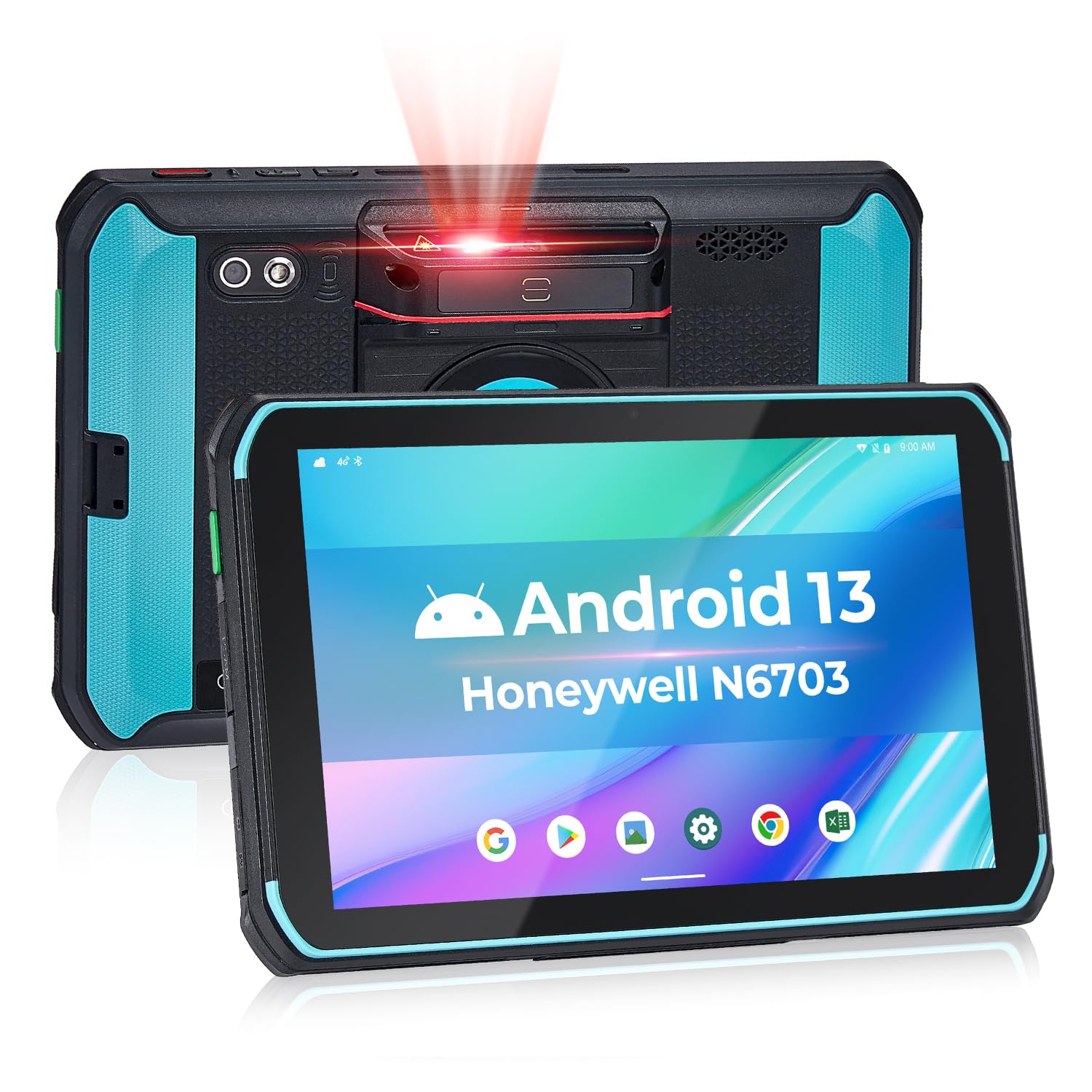 MUNBYN ILT01 8-inch Rugged Tablet Scanner, Android 13, 4GB+64GB Warehouse Tablet, Equip with N6703 Barcode Scanner, 4G LTE & WiFi 5, 1D/2D/QR Warehouse Equipment, 2Y Protection