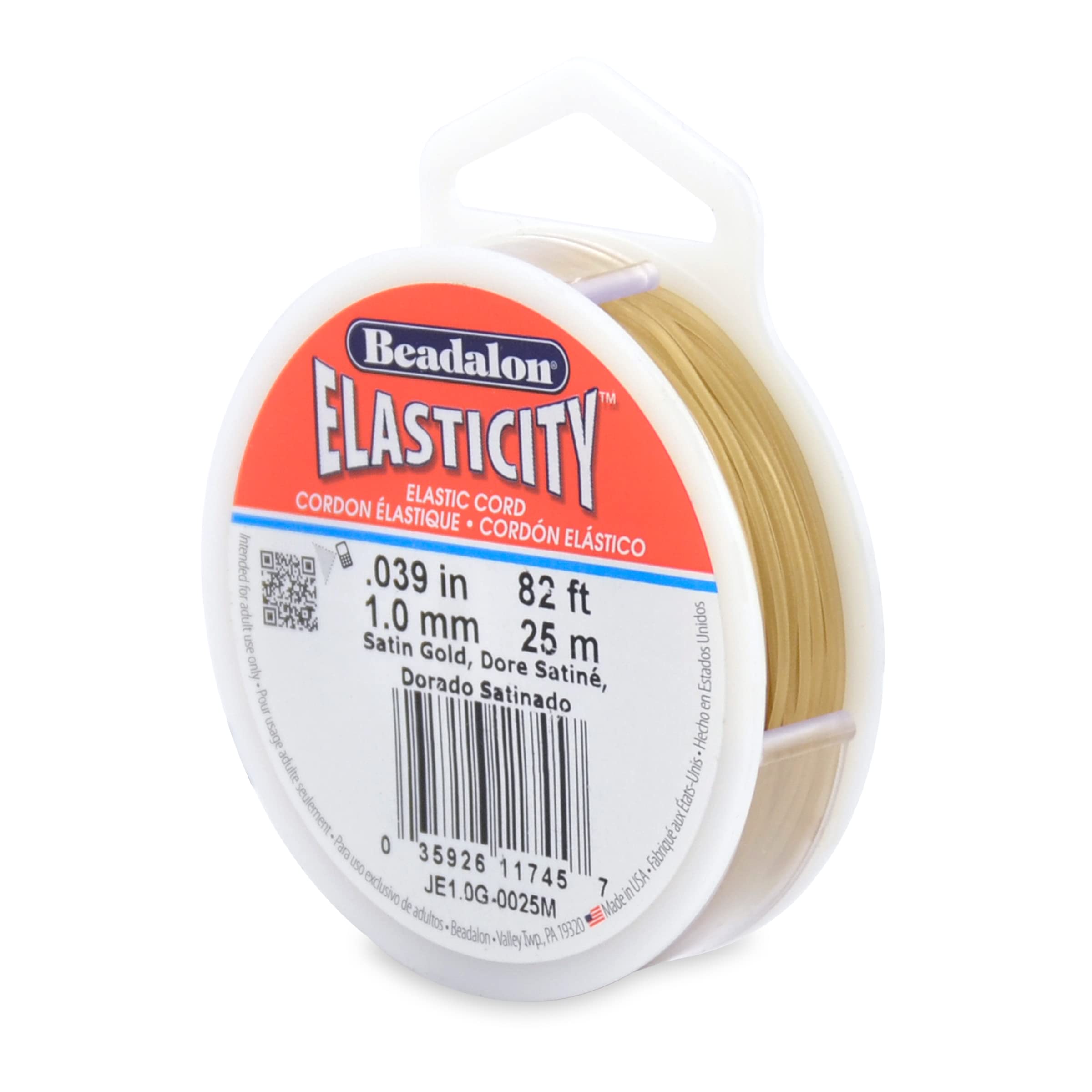 Beadalon 1.0 mm 25 m Elastcity, Satin Gold