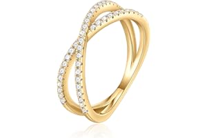 SMILEST Moissanite Criss Cross Wedding Band for Women, 1.5mm D Color VVS1 Clarity Moissanite Stackable Rings 18K Rose Gold/Yellow Gold/White Gold Vermeil Moissanite X Wedding Band Promise Rings