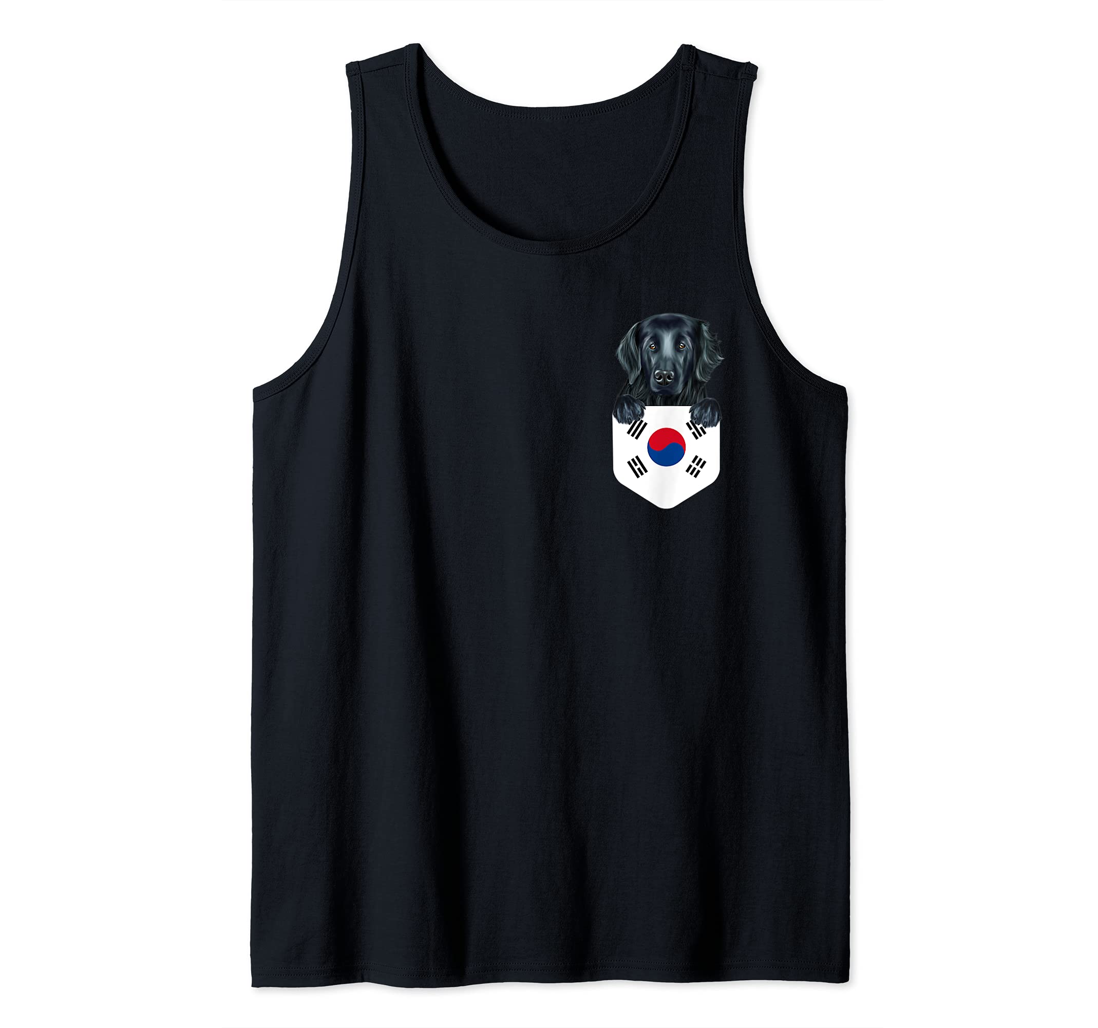 South Korea Flag Flat-Coated Retriever Dog In Pocket Tank Top