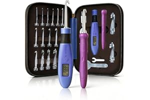 TRANSPLANT Crochet Hook with 18 Different Size for Stitch & Row Counter Light Up Interchangeable Crochet Needle Ergonomic Crochet Hooks with 2 Levels Light up Crochet Hook Set