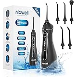 Water Dental Flosser Cordless for Teeth - Nicwell 4 Modes Dental Oral Irrigator, Portable and Rechargeable IPX7 Waterproof Po