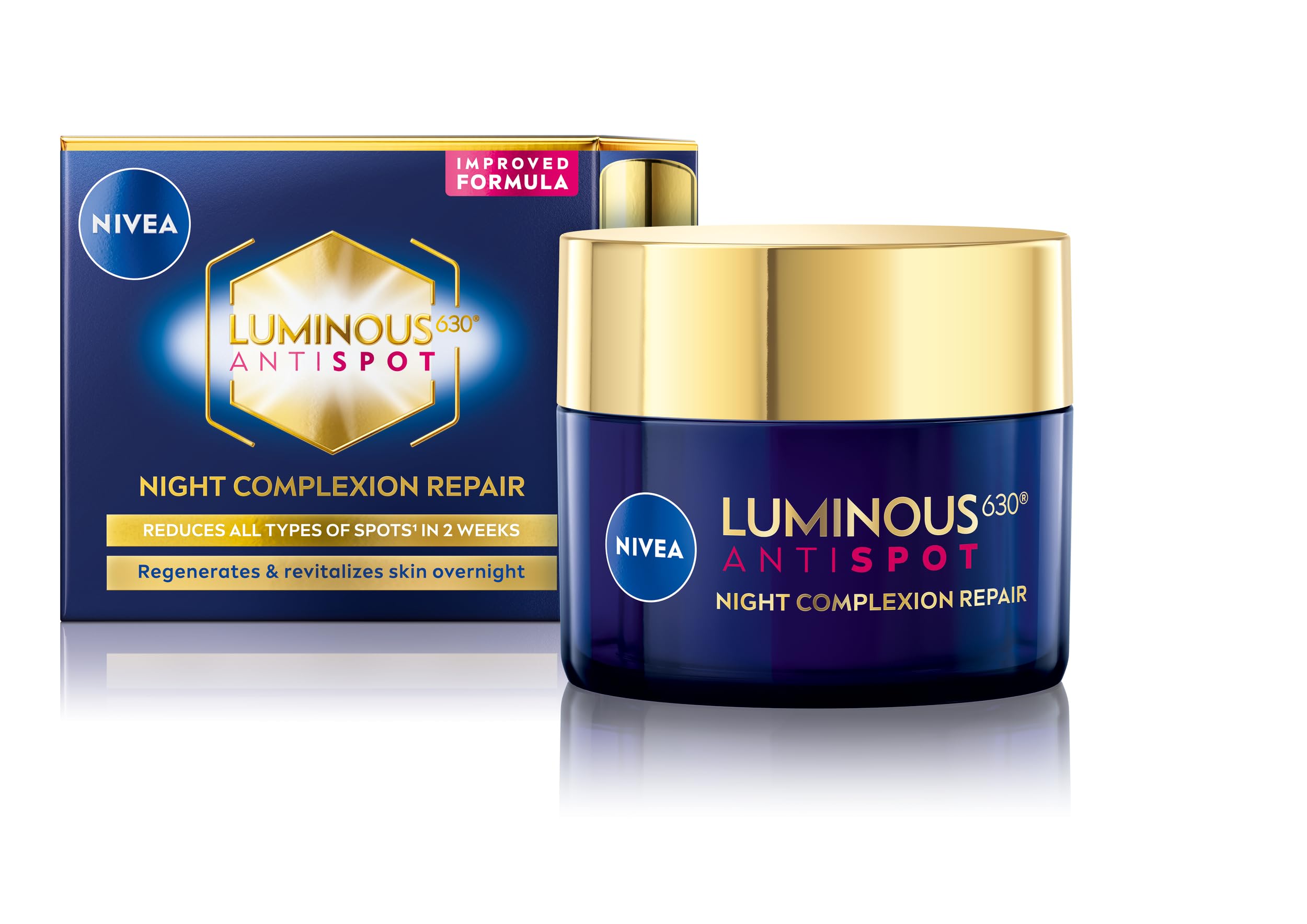 NIVEA Luminous 630 Anti Dark-Spot Night Cream (50ml), Dark-Spot Correcting Night Face Cream, Revitalises Skin Complexion with Hyaluronic Acid