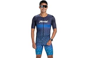 Zoot Men’s LTD Tri Aero Fz Racesuit, Short Sleeve Aerodynamic Cycling Race Swim Bike Run Tri Suit with Pockets UPF 50+ Fabric