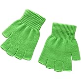 X&F Boys' and Girls' Solid Knitted Half Finger Mittens Typing Gloves, Small
