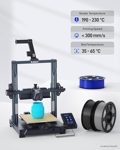 ELEGOO PLA FILAMENT 1.75MM BLACK & WHITE 2KG, 3D PRINTER FILAMENT DIMENSIONAL ACCURACY +/- 0.02MM, 2PCS 1KG SPOOL(2.2LBS) FIT MOST FDM 3D PRINTERS