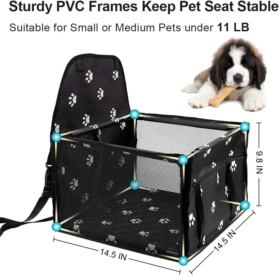 HIPPIH Small Dog Car Seat, Upgraded Sturdy Pet Car Seat for Medium Dogs with Whole PVC Bars Frame, Dog Booster Seats for Vehicles with Anti-Skid Mat, Puppy Car Seat for Pets Under 11 lb : Pet Supplies