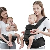 Baby Carrier with Hip Seat, Baby Carrier Newborn to Toddler, 6-in-1 Ways to Carry, All Seasons, Adjustable Baby Holder Carrier for Breastfeeding(Black)
