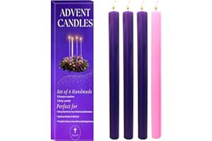 NUESTRA FE Advent Candles Set of 4 Handmade in Mexico - Advent Wreath Candles - Velas de adviento - velas para Corona de adviento catolica con velas - Taper - Dripless Advent Candle Set