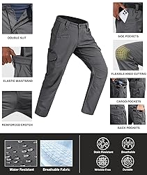 Zoofly Mens Tactical Pants Elastic Waist Water