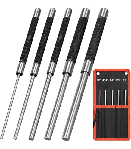 HHIP 8600-4103 5 Piece Extra-Long Drive Pin Punch Set with Black