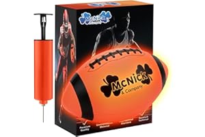 MCNICK & COMPANY Glow in The Dark Football – Ultra Bright LED Light-Up Ball with Pump & Long Battery Life – Fun Gift for Kids, Teens & Adults