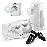 Shoe Washing Machine Bag 2pcs-Reusable Laundry Shoe Bag with Hidden Zipper, 360° Deep Protective XXL Cleaning Bags for Washer and Dryer，Shoe Trees for Sneakers Tennis- Home Travel Essentials, White