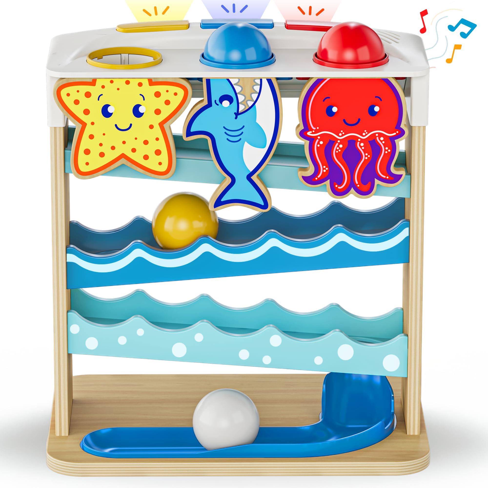 Photo 1 of Move2Play, Wooden Ocean Friends, Interactive Toy for 1+ Year Olds, 6 to 12 Months, Baby Toy, 1 Year Old Birthday Gift for Girls, 9-12 Months, 6 7 8 9 10 12+ Months