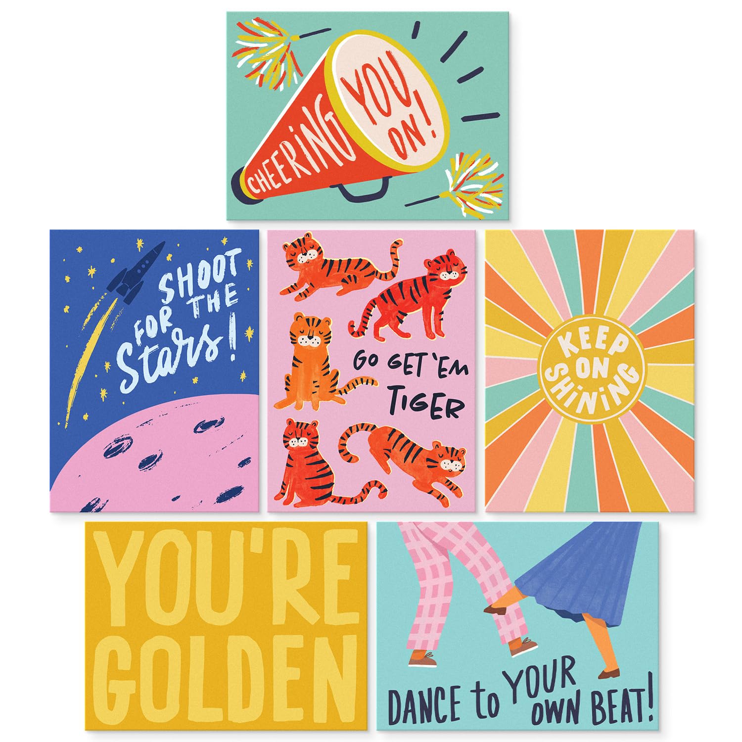 S&O Colorful Inspirational, Encouragement Cards with Envelopes Set of 24 - Blank Greeting sheets Assortment Box - Positive Affirmation notes and Envelopes - Motivating decor cards