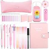 LIUBUJINGYING 18 Pcs Pink Office Supplies Set Christmas Party Gift Supplies Aesthetic Cute Flower School Supplies Pink Desk Accessories Kawaii Stationary Set for Office Home Women Students Teachers