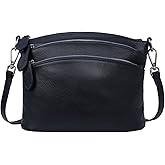 HESHE Leather Crossbody Bags Purses for Women Small Functional Multi Pocket Cross Body Purses Shoulder Satchel Handbags
