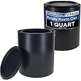 Master Elite 1 Quart Empty Plastic Paint Can Bucket, Pack of 2 - Triple Lock Airtight Lid Seal, 32 fl. oz. All-Plastic Coating Storage Container Can - Pail Handle, Dent & Rust Proof, Odor Resistant