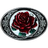Seternaly Vintage Floral Rose Engraved Belt Buckle Western Cowboy Belt Buckles Fits 1.5 inch Belt for Men Women