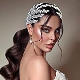 Mpoikba Bride Headband, Wedding Hair Pieces for Brides, Handmade Bridal Hair Accessories(Silver)