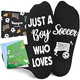 HAPPYPOP Soccer Gifts for Boys - Kids Soccer Socks for Teen Preteen Tween with Greeting Card