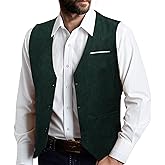 Barry.Wang Mens Outdoor Corduroy Vests Vintage Western Cowboy Sleeveless V-neck Waistcoat Retro Casual Vest