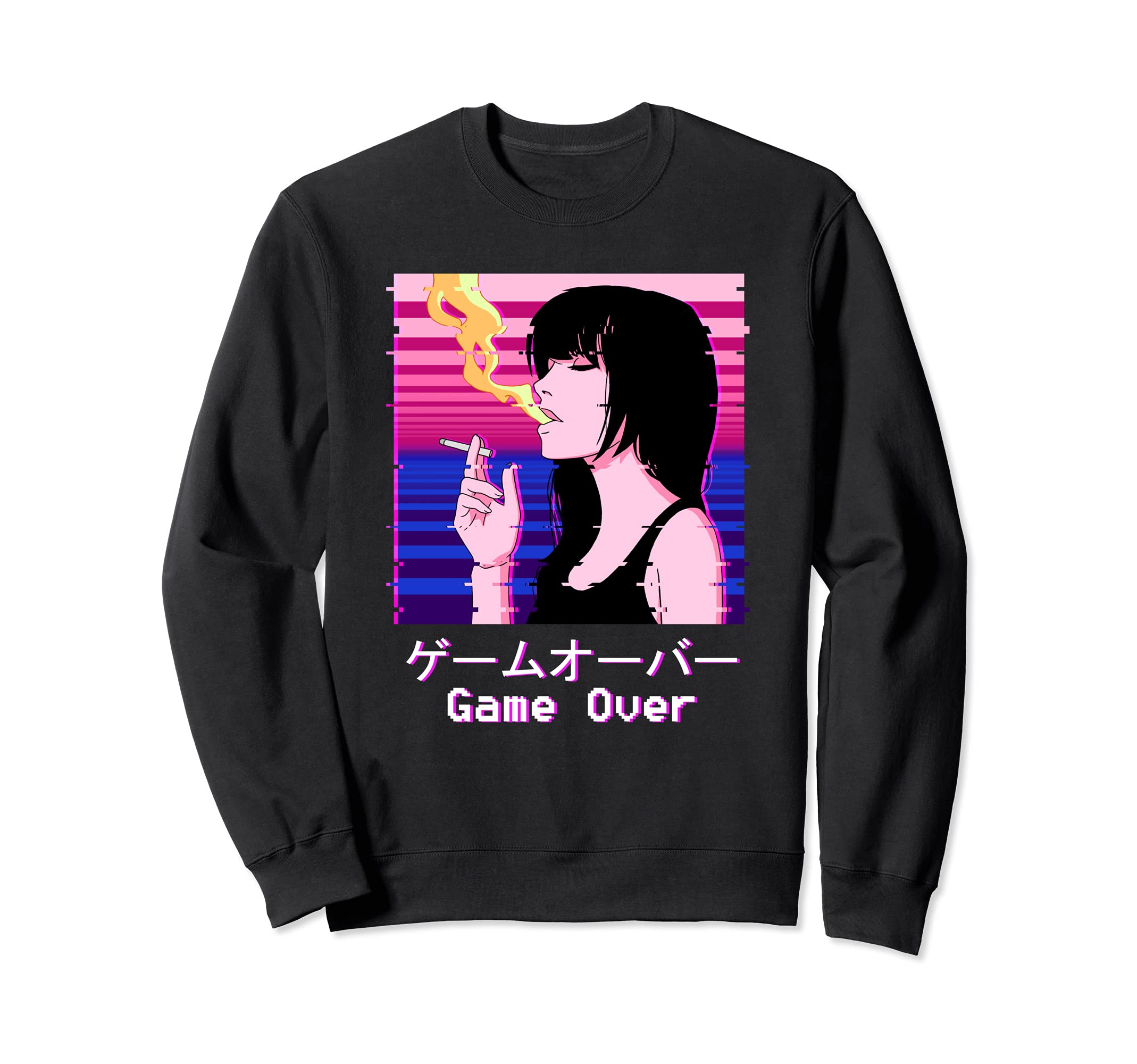 Japanese Aesthetic Vaporwave Sad Face Sad Anime Girl Sweatshirt