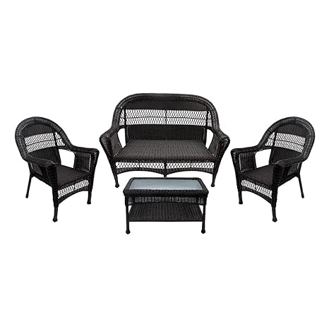 Amazon Com Lb International 4 Piece Brown Resin Wicker Patio