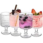 WHJY Cute Wine Glasses Set of 4, Cute Cocktail Glasses, 8 oz Vintage Glasses, Short Stem Wine Glasses - Pearl
