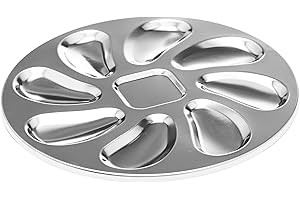 DOMG 2 Pack Stainless Steel Oyster Pan, Oyster Shaped Plate for Grilling