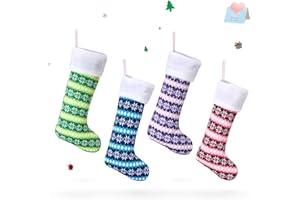 Athoinsu 4 PCS Knitted Christmas Stockings Xmas Holiday Party Season Decor Warm Gifts for Toddler Kids Family Extra Long, 20''