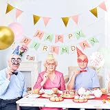Buygain Happy Birthday Banner with Balloons Green Pink 12in Decor Set view 5