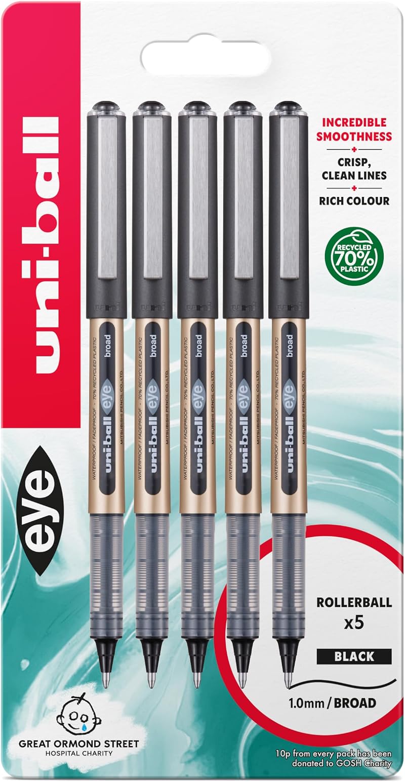 uni-ball UB-150-10 Eye Broad Point Ballpoint Pen 1.0mm Pack of 5 Black