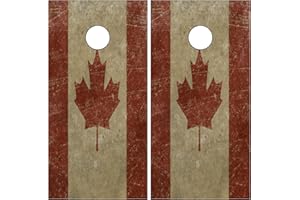 SAVHOQIR Cornhole Board Game Decals 2'x4' Vintage Canada Flag Outdoor Bean Bag Toss Game Graphic Wraps Vinyl Skin Stickers fo