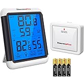 ThermoPro TP65B Digital Hygrometer Indoor Outdoor Thermometer Wireless Temperature and Humidity Monitor with Jumbo Touchscree