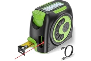 Huepar 2-in-1 Laser Tape Measure, 197Ft/16Ft Rechargeable Laser Measurement Tool Digital Distance Meter with Pythagorean/Area
