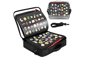 BOHEMIABY 18 Page Large Enamel Pin Display Book for collectors - Portable Lapel Pin Trading Album with Handles & Shoulder Str