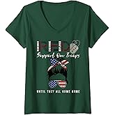 Womens On Friday We Wear Red Friday Military Support Troops US Flag V-Neck T-Shirt