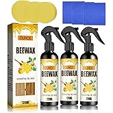 YG LianKai 3Pcs Beeswax Spray Furniture Polish, Original Natural Beeswax Care Spray, Wood Cleaner, Wood Floor Polish for Living Room,Kitchen,Wooden Furniture Floors(120ml+Sponge+Cloth)