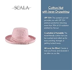 Scala Women's Cotton Hat with Inner Drawstring and
